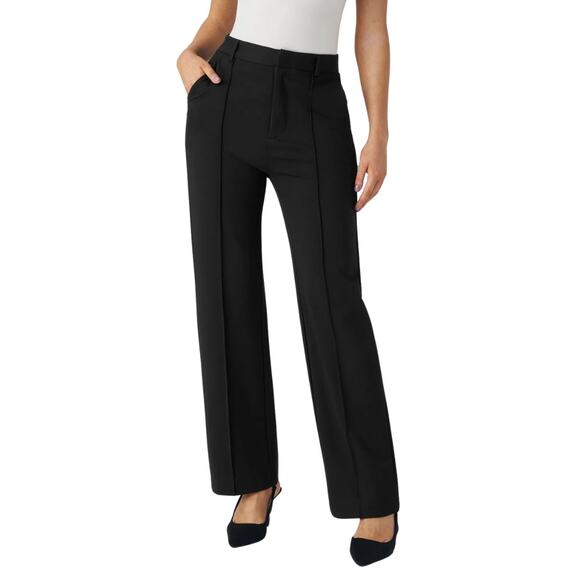 Halara Pants Womens Small Black Flex High Waisted Straight Leg Knit Workwear - Picture 1 of 11